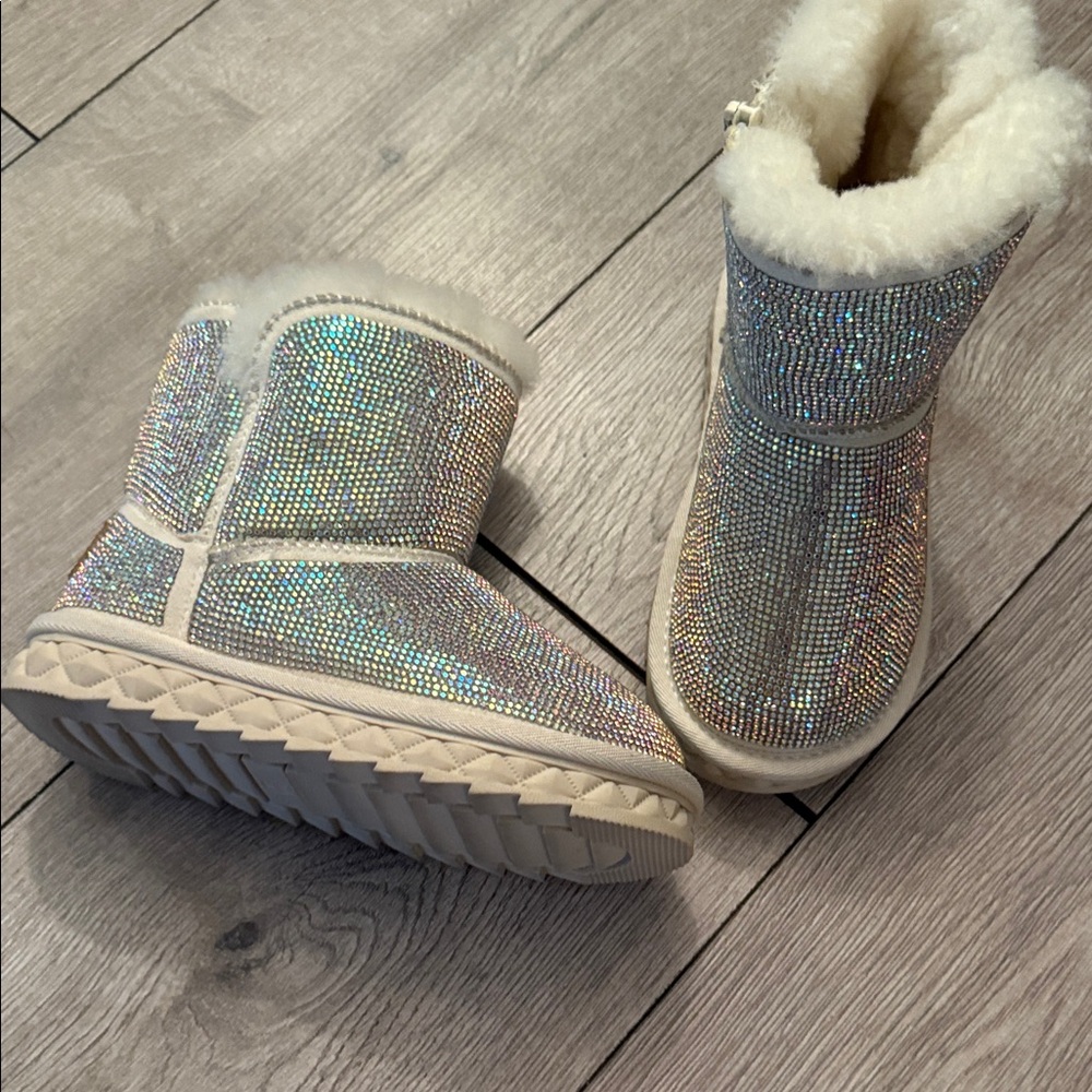 Sparkling Silver Fur-Lined Boots